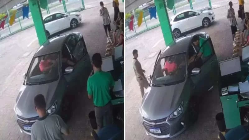 Homem é flagrado agredindo mulher a socos dentro de carro, em São Luís